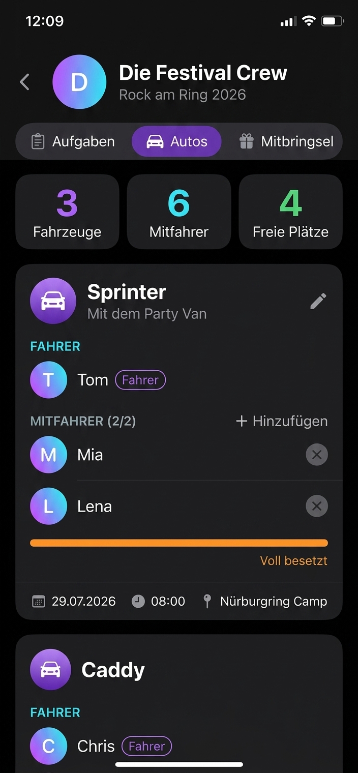 Gemeinsam anreisen.